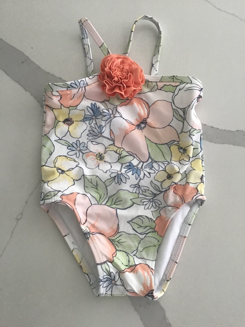 Janie and Jack Baby Girl swimsuit Size 6-12 Months, Color Floral pink
